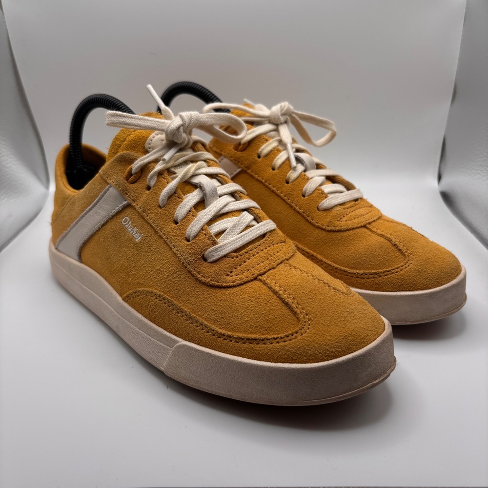 Olukai Ha'upu White Yellow Suede Everyday Sneakers Women's Size 7 EUC